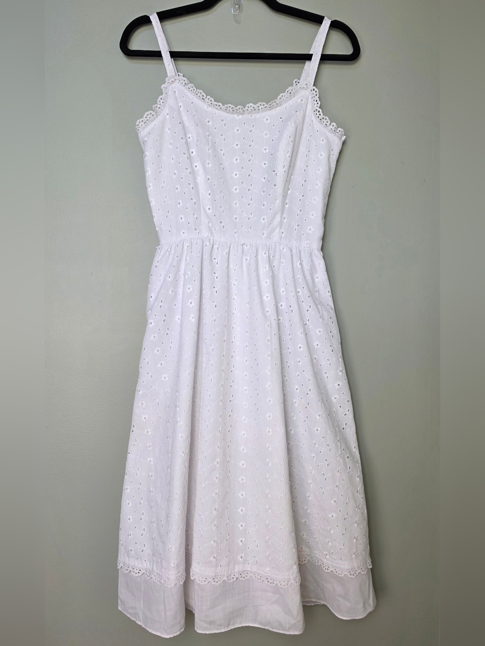Vintage Lanz Original White Eyelet Midi Dress Cottagecore Bridal - Small - NWOT! - Picture 3 of 11